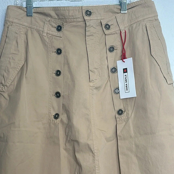 Zara SRPLS Womens Size Large Tan Midi Cotton Skirt NWT - Picture 4 of 12